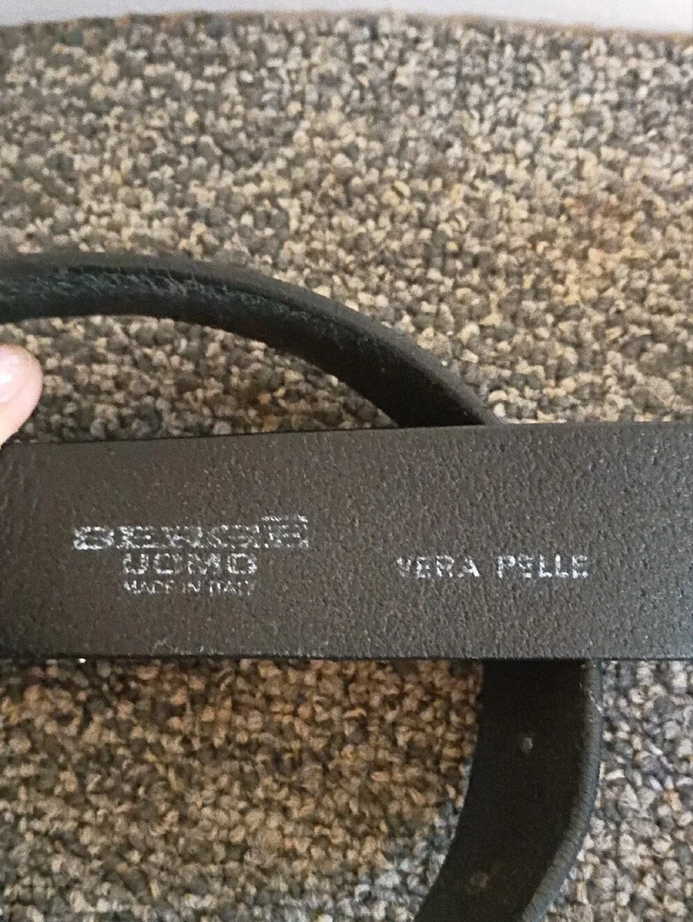 serge Uomo Men's Black Textured Leather Belt with Brushed Metal Buckle Size 36